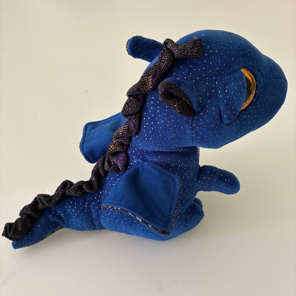 Ty Beanie Boos Saffire Blue Dragon Plush Sparkle Gold Eyes‎ Iridescent 6 inch - Picture 2 of 10